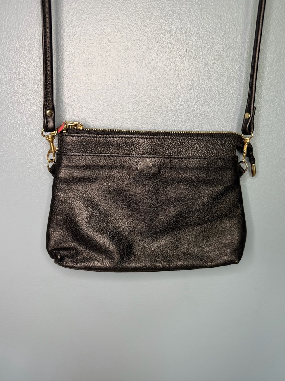 A. Bellucci Made in Italy Classic Genuine Leather Crossbody with Gold Hardware